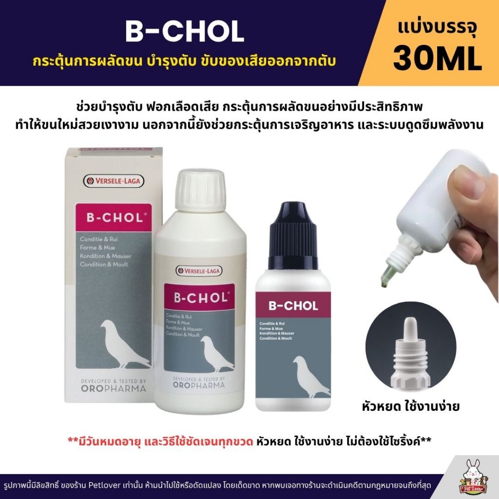 B-CHOL กระตุ้นการผลัดขน บำรุงและขับของเสียออกจากตับ ลดอาการบอบช้ำ (แบ่ง 30ML)
