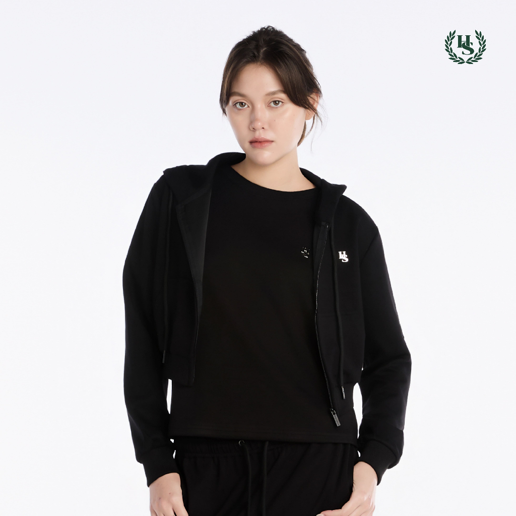 Highschool Basic Collection : Relax Comfy neoprene Crop Hoodie เสื้อฮู้ดดี้ครอป - OTG23789