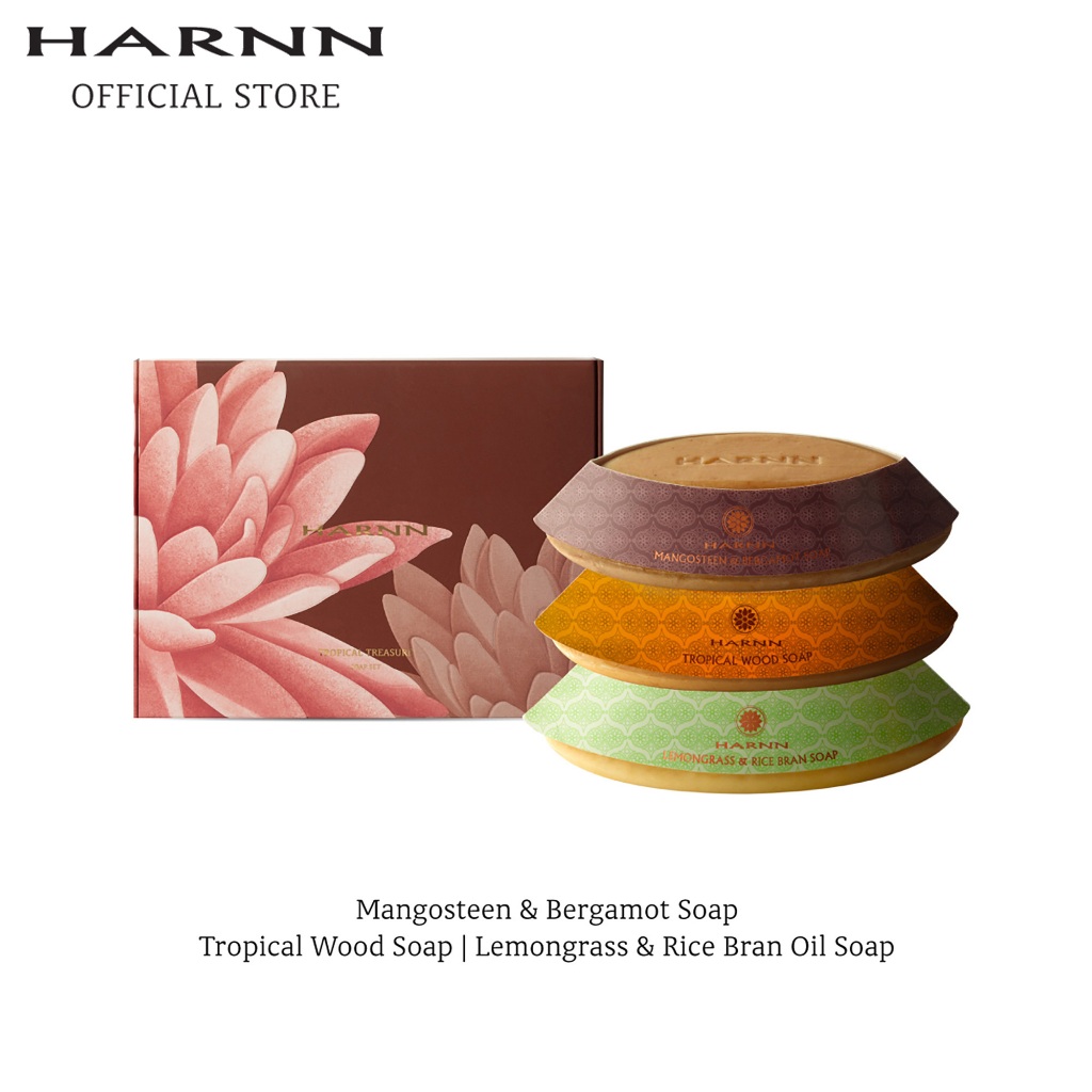 HARNN TROPICAL TREASURE SOAP SET (MANGOSTEEN-TROPICAL WOOD-LEMONGRASS)