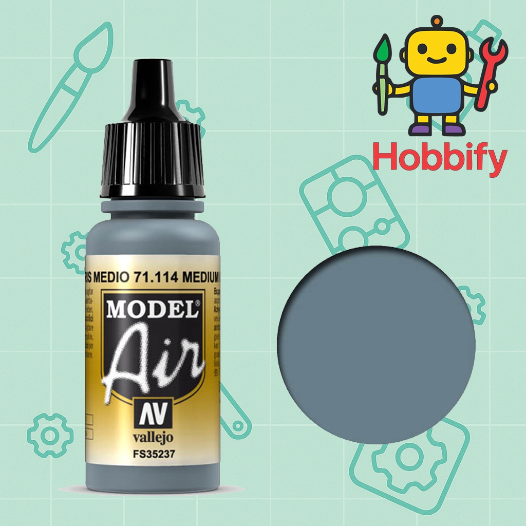 🛩️ Vallejo Model Air 71.114 Medium Gunship Grey – สีเทาเครื่องบินสุดเท่ / Classic Gunship Grey! 💨