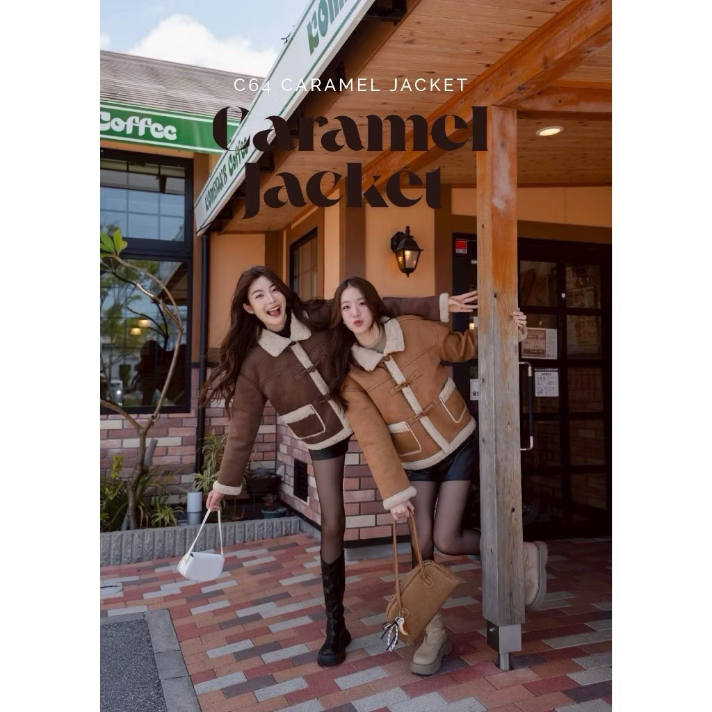 new🤎C64 Caramel Jacket (เสื้อแจ็คเก็ตหนังกลับ) แบรนด์ visa coat