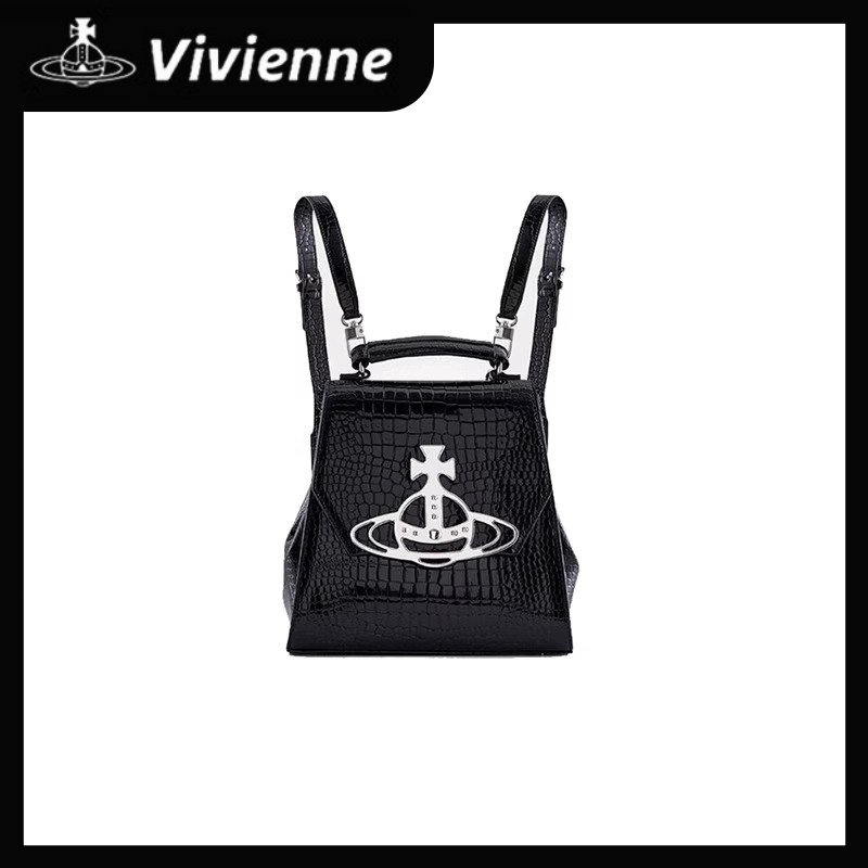 Vivienne Westwood✨JP VIVI กระเป๋าสะพายหลัง ดาวเสาร์ vivian ลายจระเข้ กระเป๋าาถือ กระเป๋านักเรียน กระ