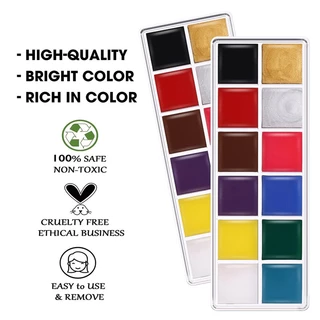 สีเพ้นท์หน้า สีทาหน้าและร่างกาย สีสันสดใส สีทาหน้า มี12สี สีทาตัวเรืองแสง ล้างเครื่องสำอางออกง่าย ปาร์ตี้ฮาโลวีน