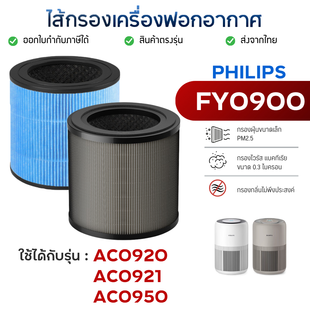 ไส้กรองฟอกอากาศ Philips AC0920 AC0921 AC0950 AC0951 HEPA Filter FY0900 Air Purifier ไส้กรอง ฟิลเตอร์