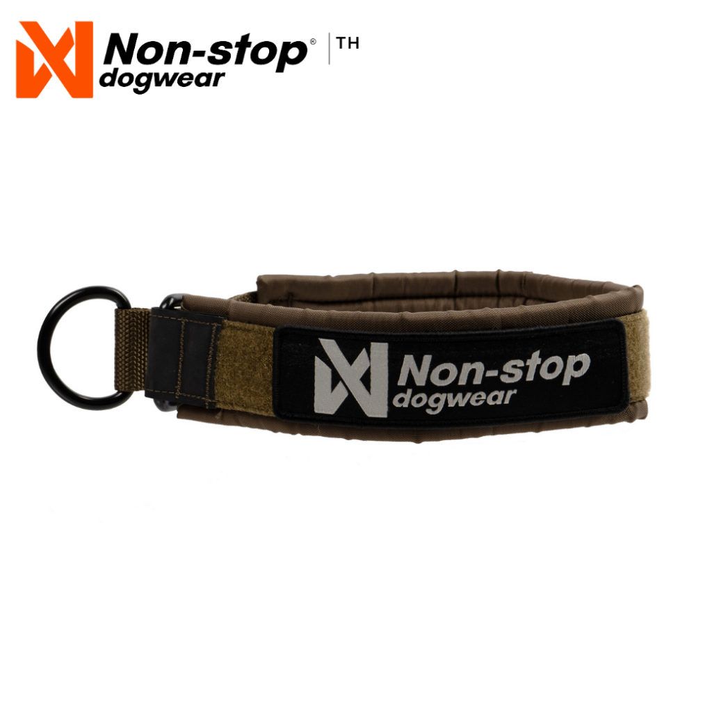 Non-stop dogwear Solid Collar WD  ปลอกคอสุนัขแบบหนา สีเขียวโอลีฟ
