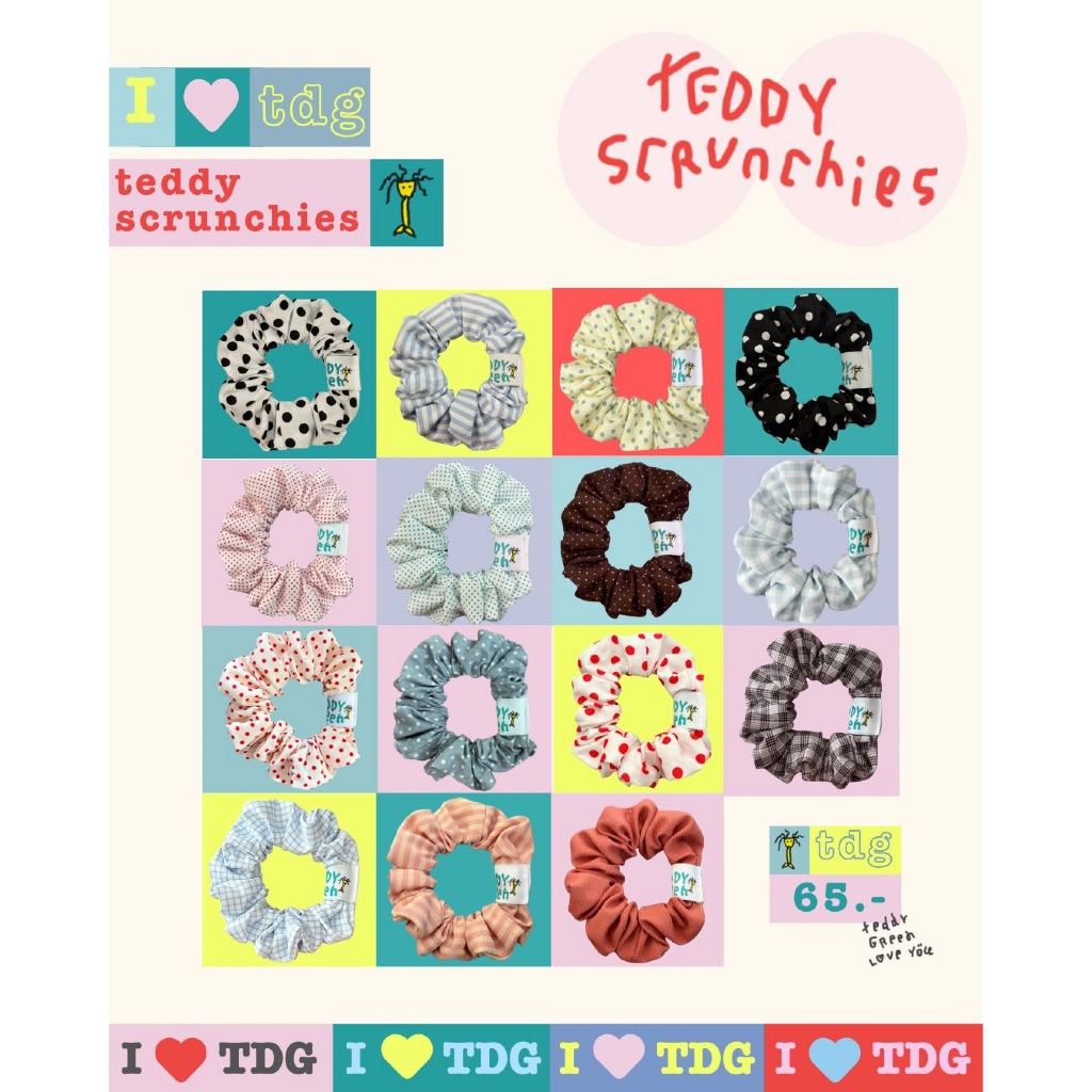 teddy scrunchies ♥️ teddy green (ไซส์ปกติ)