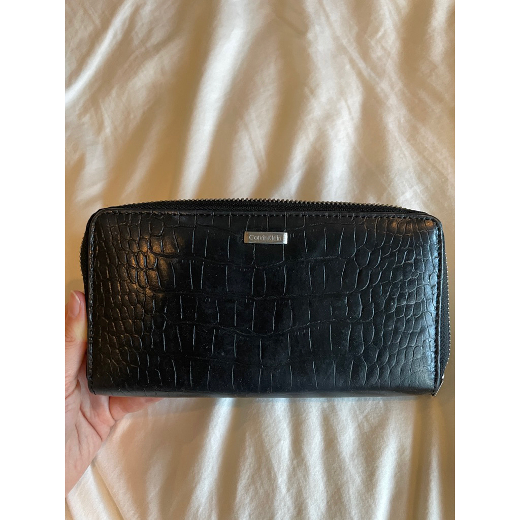 Calvin Klein-long wallet black ckของแท้