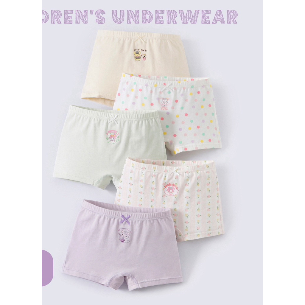 เซ็ตกางเกงในผ้าคอตตอนสำหรับเด็กผู้หญีง 5 ตัว A775