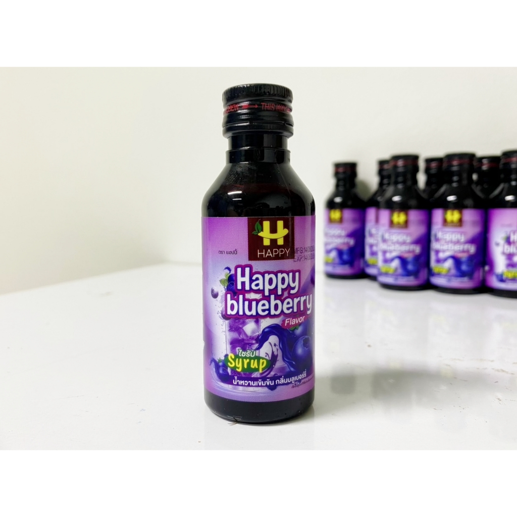 Happy Blueberry Syrup ขนาด 60 มล. (สำหรับรีฟิว) กลิ่นบลูเบอร์รี่ --1 ขวด--