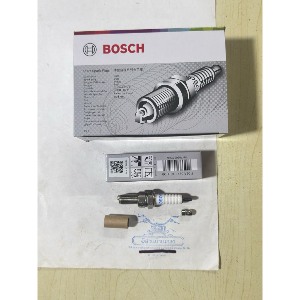 BOSCH หัวเทียน WAVE110i แท้100% 4จังหวะเกลียวยาวMSX WAVE125ทุกรุ่น DREAM110i DREAM125 Sonic CZI NICE125 SCOOPY CLICK PCX