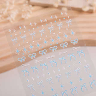 สติกเกอร์ติดเล็บ ลายโบว์แสนสวย มี3สีให้เลือก แบบ 3D แผ่นละ 9 บาท