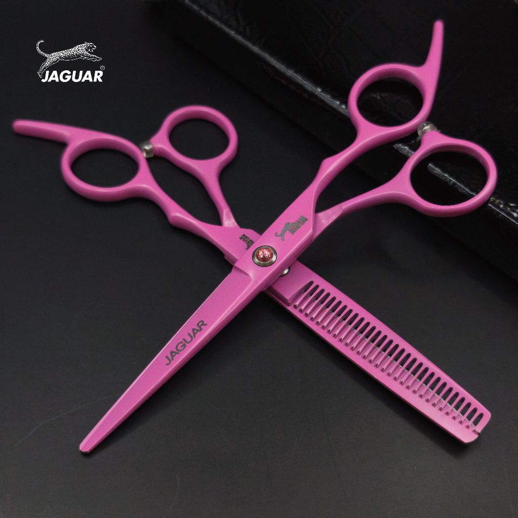 ถูก/แท้ Jaguar 1คู่ กรรไกรตัดผมจากัวร์  ขนาด 6 นิ้ว (สีชมพู)