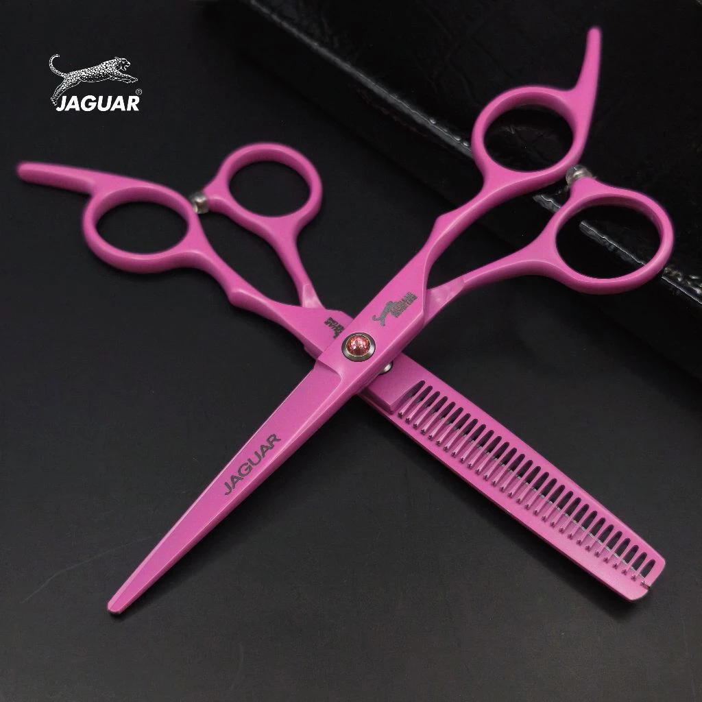 ถูก/แท้ Jaguar 1คู่ กรรไกรตัดผมจากัวร์ ขนาด 6 นิ้ว (สีชมพู)