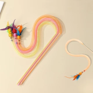AL-610 ไม้ตกแมว ตาข่ายยาว ขนนก หลายสี มีกระดิ่ง ของเล่นแมว ราคาถูก พร้อมส่ง🍬