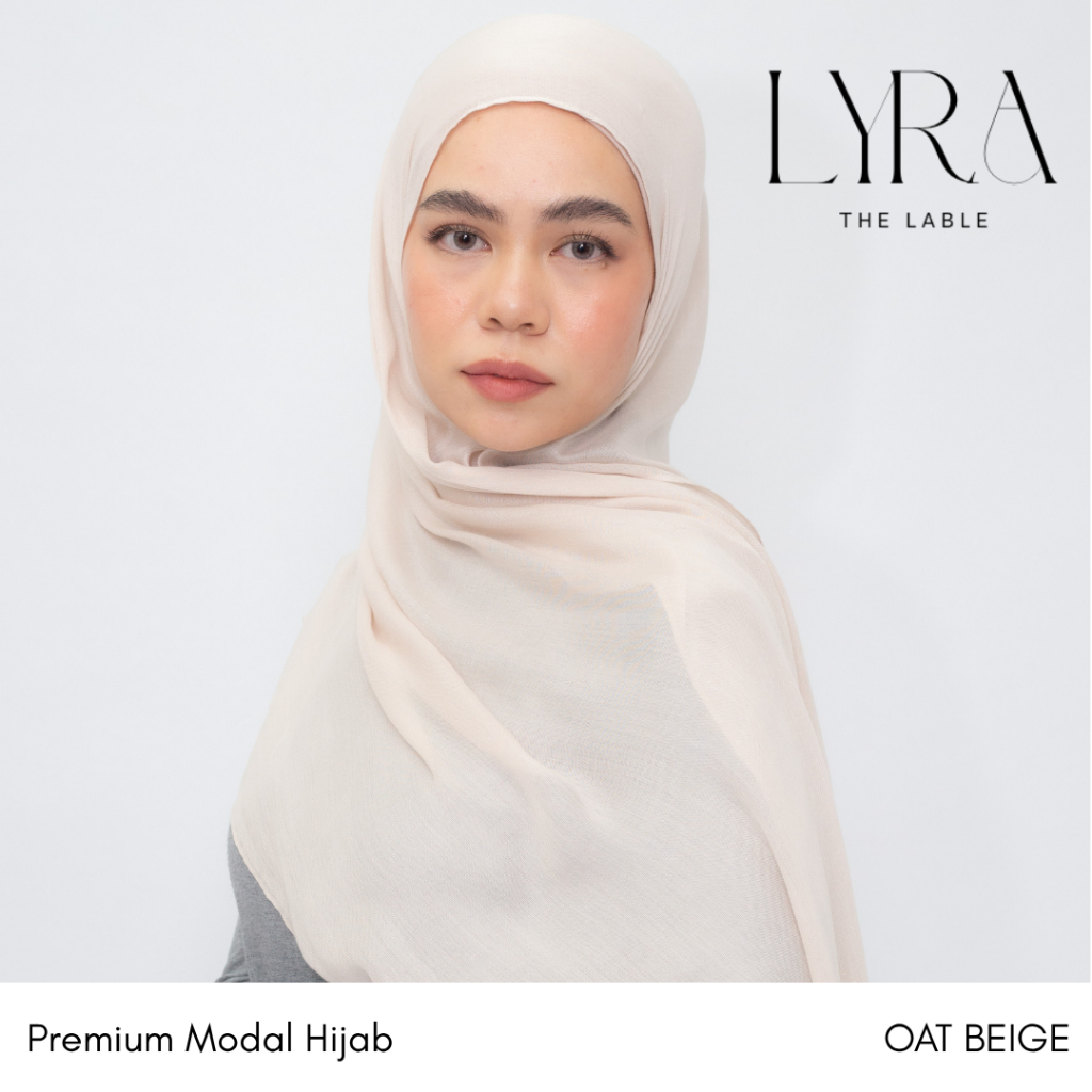 Lyra the Lable Premium Modal Hijab set in OAT BEIGE ไลร่า พรีเมียมโมดัลฮิญาบเซ็ตคู่อินเนอร์