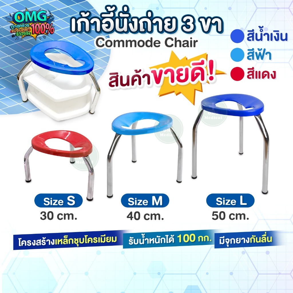 ถูกจริง พร้อมส่งจากไทย เก้าอี้นั่งถ่าย 3 ขา เก้าอี้สุขภัณฑ์ S M L ครอบโถส้วม สุขาคนป่วย เก้าอี้คนแก่ เก้าอี้ครอบโถส้วม