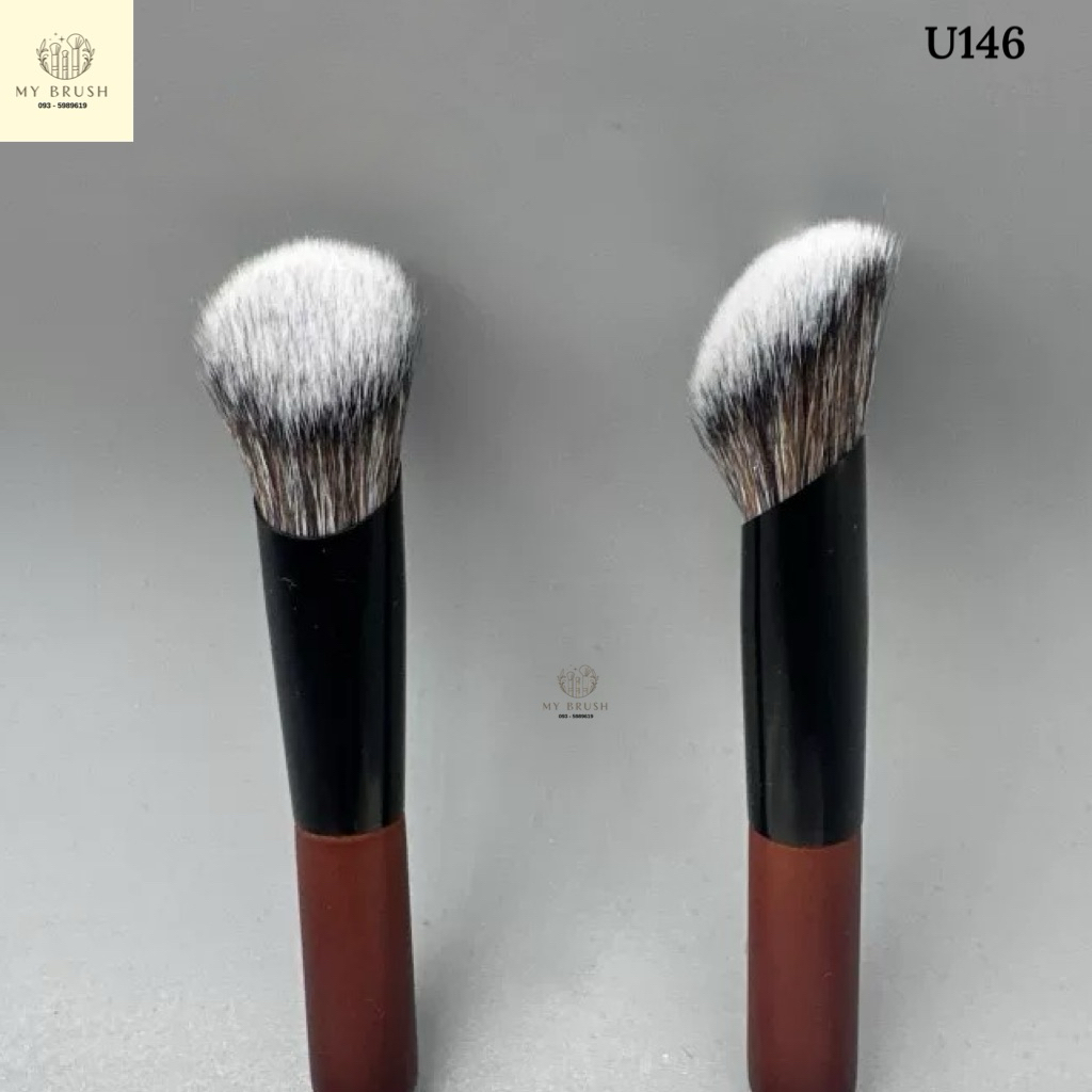 (ส่งด่วน) Makeupbrush ร้านไทยแท้ พร้อมส่ง แปรงแต่งหน้า แปรงลงรองพื้น บลัชครีม ด้ามไม้ Mini U146