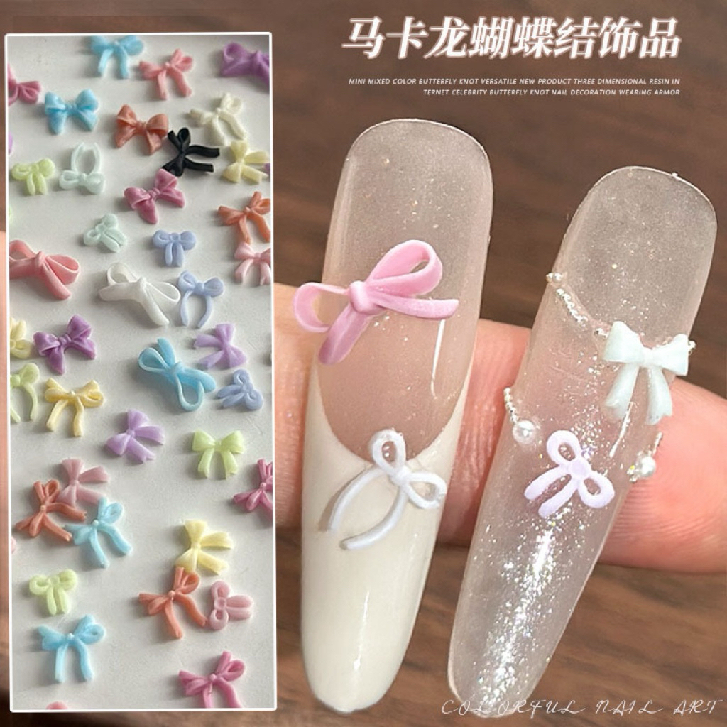 [40-50 ชิ้น] 3D โบจิ๋ว สีแดง Hollow Bow ตกแต่งเล็บ Charms อุปกรณ์เสริมตัวอย่าง Bowknot สําหรับตกแต่งเล็บเล็บ