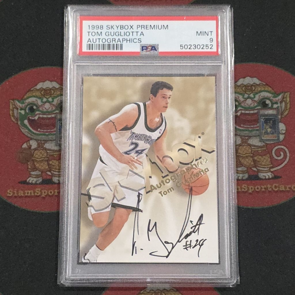 การ์ด​เกรด​ Tom Gugliotta 1998 Skybox Premium Autographics PSA 9