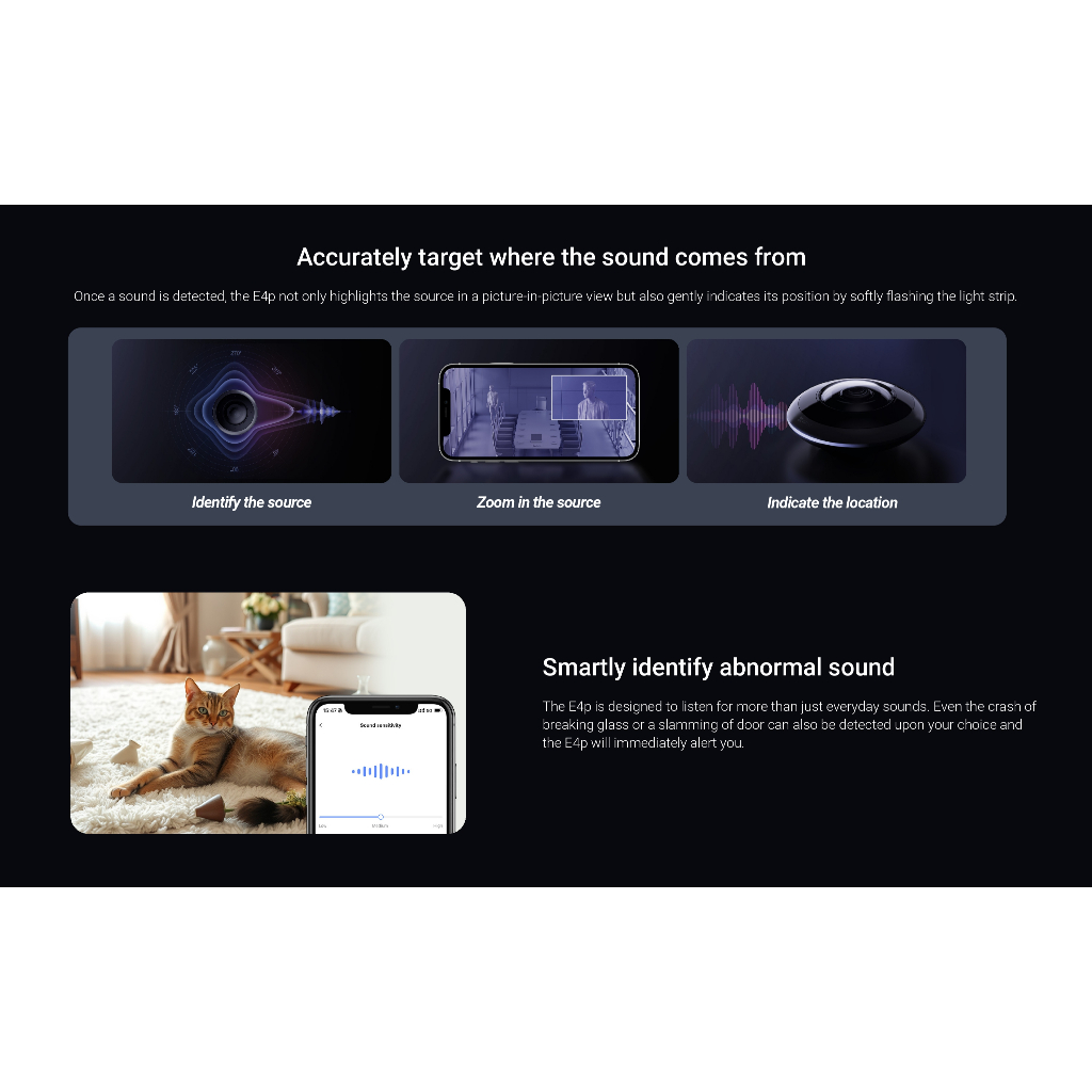 EZVIZ E4P 3k+ (6MP) Smart Wi-Fi Panoramic Fisheye Camera คมชัดไร้จุดบอด360° พร้อมดีไซน์ทันสมัย สนทนาแบบสองทาง - รูปที่ 5