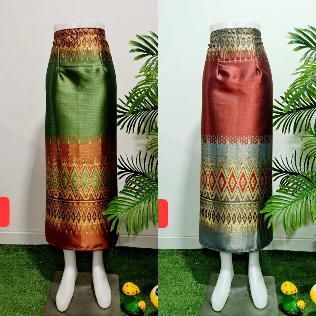 ผ้าซิ่นไหมลาวแบบป้ายตะขอ/ผ้าถุงไทยแบสั้น/แบบยาว - รูปที่ 4