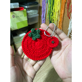 ‼️พร้อมส่ง‼️Mini tomato pouch crochet with keychain🍅