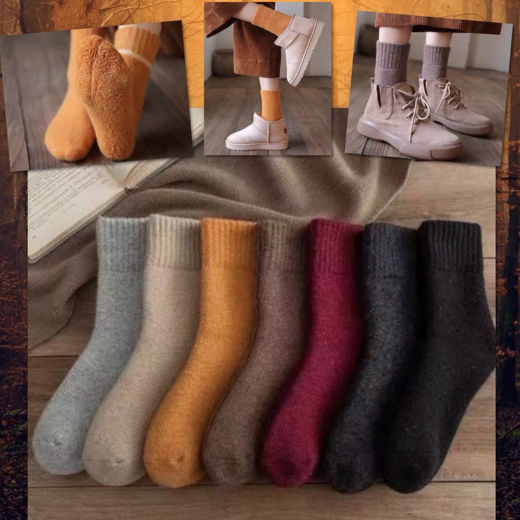 🌈 ถุงเท้า ขนแกะ กันหนาว Wool Sock รองส้นเท้า รองช้ำ ผ้าหนานุ่ม ลดแรงกระแทก แก้ปวดส้นเท้า ฝ่าเท้า เบาสบาย เพื่อสุขภาพ 🌈