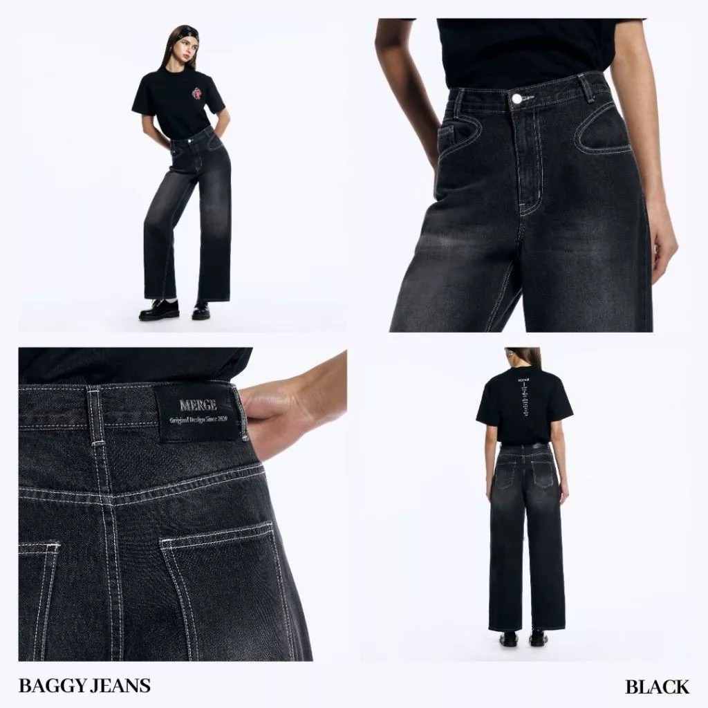 ส่งต่อ Merge - Baggy Jeans Signature Shades (Black-S)