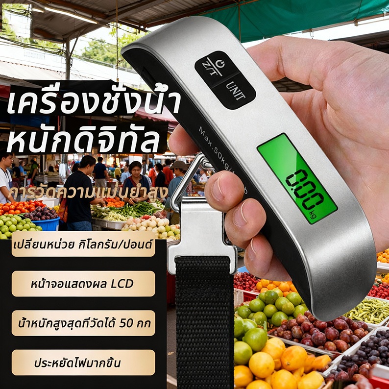 เครื่องชั่งติดมือ แบบดิจิตอล หน้าจอLCD ใช้งานง่าย