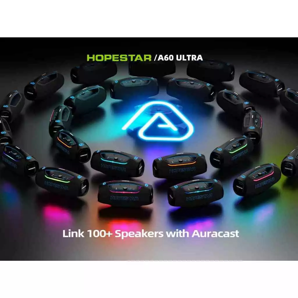 HOPESTAR A60 ULTRA ลำโพงบลูทูธ 450W ไมค์ลอย 1 ตัว ลำโพง 6 ดอก มีไฟ RGB ปรับเบสได้ 3 โหมด กันน้ำ IPX6