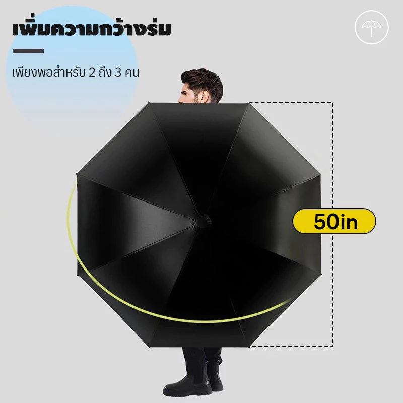 Aimi ร่มออโต้ก้านยาว กันUV 2ชั้น 50นิ้ว ไม่ขึ้นสนิม สำหรับ 2-3คน thumbnail 3