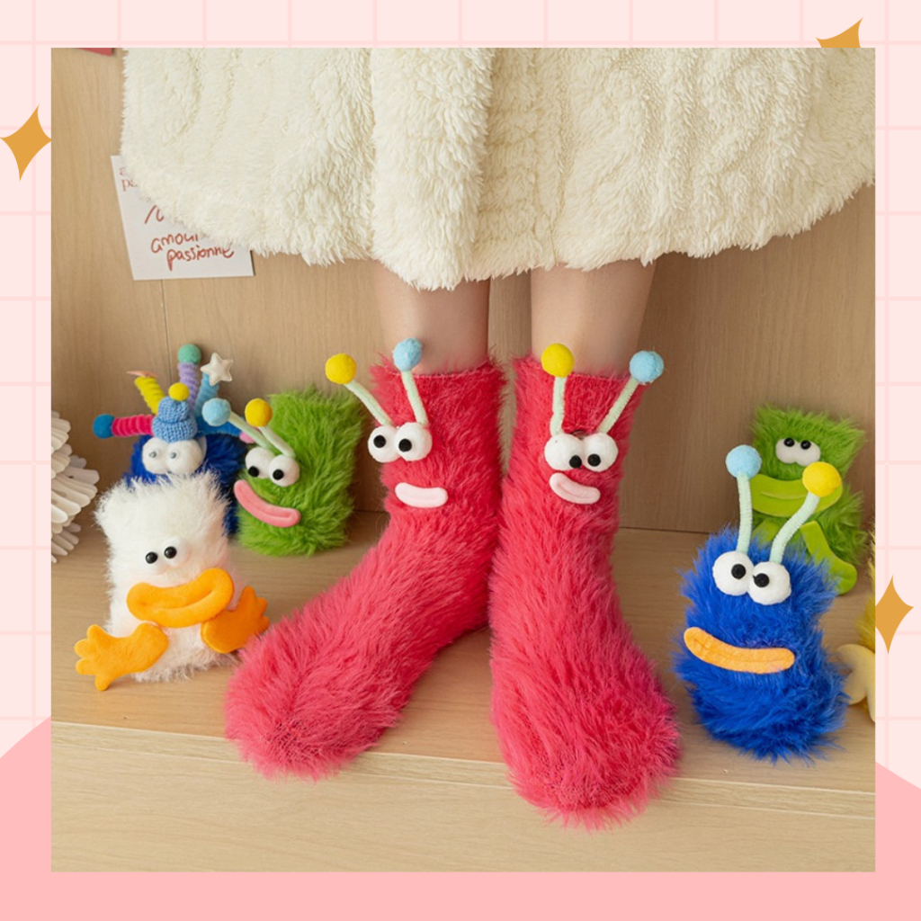 [ส่งจาก กทม.] ถุงเท้าแฟนซี ผู้ใหญ่ ขนมิ้ง กันหนาว 15 องศา ถุงเท้าขน