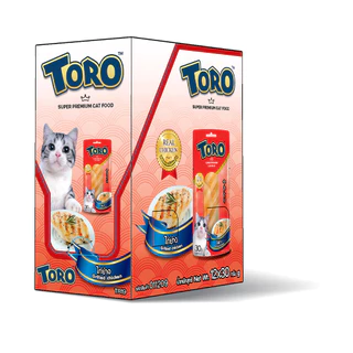 TORO ขนมแมวปลาชิ้น โทโร่ ขนาดซองละ 30กรัม (ยกกล่อง x12ซอง)
