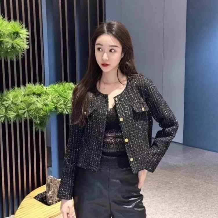 ผู้หญิง สีดํา เสื้อแขนยาว แจ็คเก็ต มีกระเป๋า ทวิต เสื้อคลุม คาร์ดิแกน กระดุม เบลเซอร์ XXL - รูปที่ 6