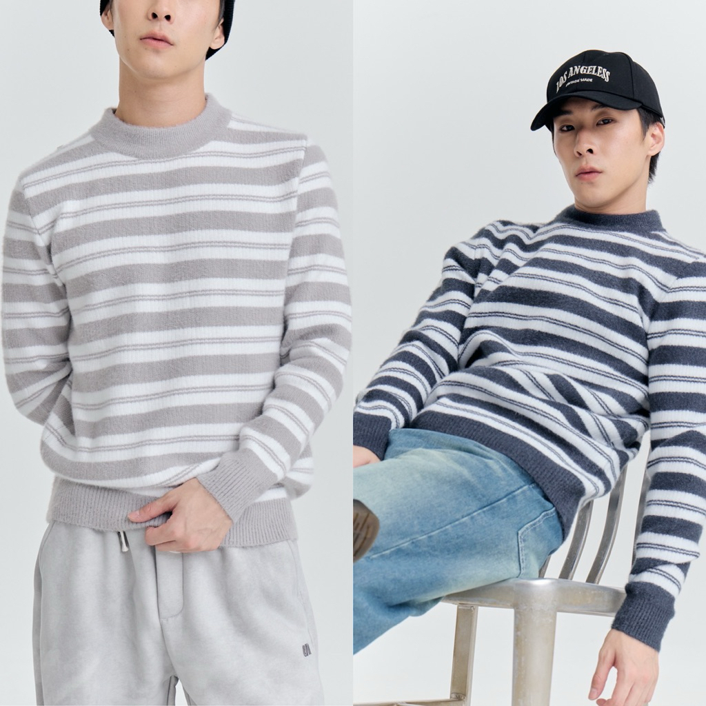 [umore.edition] Rottie stripe knit sweater สเวตเตอร์ไหมพรมลายทาง ทรงสวย ผ้าหนานุ่มใส่สบาย ไม่คัน