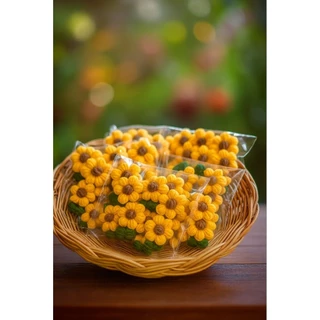 ดอกไม้ไหมพรม ดอกทานตะวัน ดอกไม้เเห้ง ดอกไม้พองๆ 🌼12ดอกต่อ 1เเพค🌼