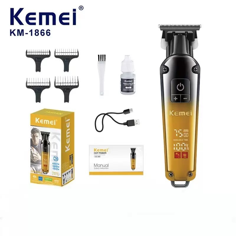 Kemei Hair Trimmer USB Clipper ผมไฟฟ้าสําหรับผู้ชายตัดผมเครื่องโกนหนวดแบบชาร์จไฟได้ตัดผมเทคนิค Beard