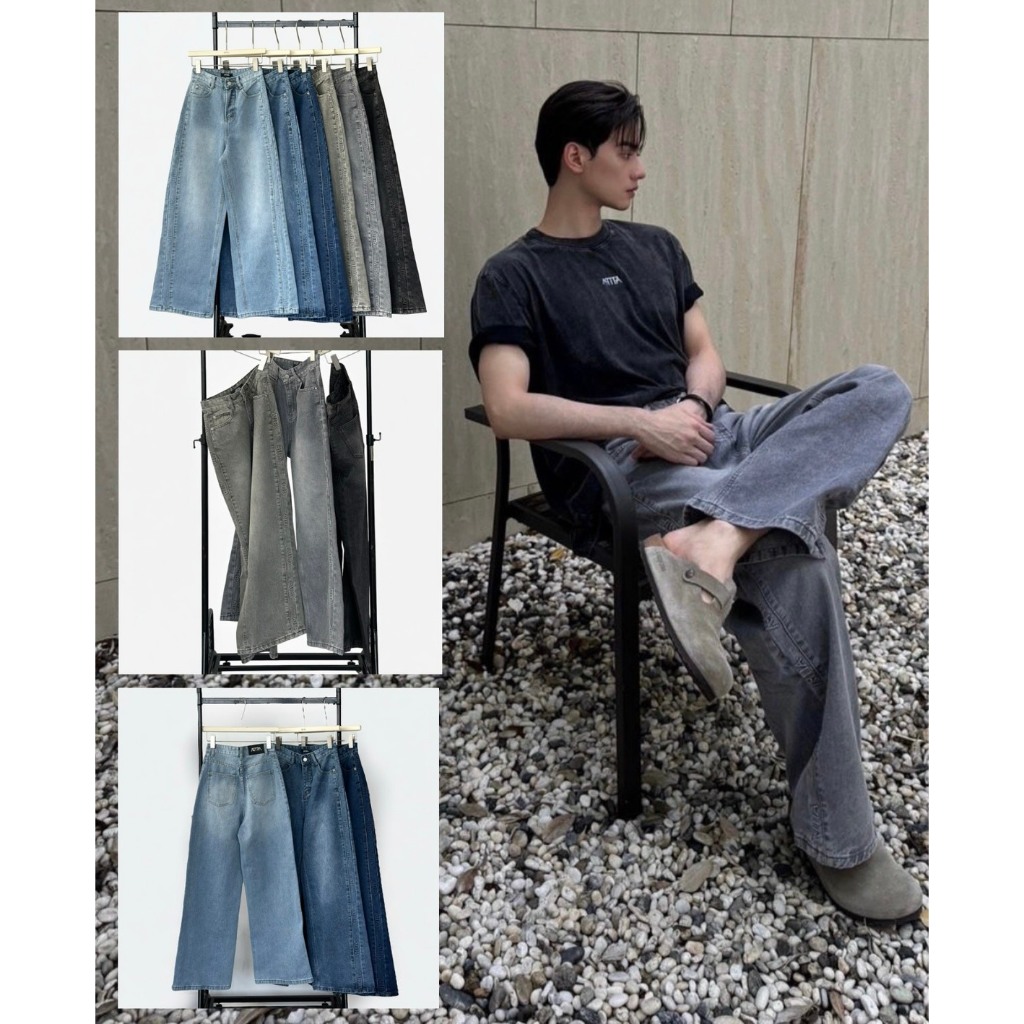 Atipashop - GLAMOURIZE ATP JEANS กางเกงยีนส์ ขายาว ทรงกระบอกกลาง ดีเทลขอบกางเกงปั้มโลโก้นูน Atipa ด้