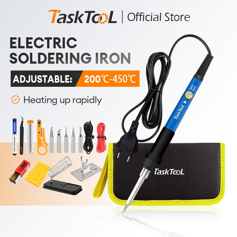 TASKTOOL  หัวแร้งบัดกรี 15 ชิ้น 60W  electric soldering iron ปรับอุณหภูมิได้ จอแอลซีดีหัวแร้งไฟฟ้า ป