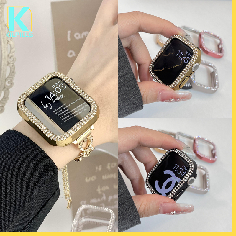 เคสพีซีเพชร for IWatch Ultra/SE 3 2 Apple Watch Series 11 10 9 8 7 6 49/46/45/44/42mmฝาครอบกันชนฟิล์มป้องกันหน้าจอ