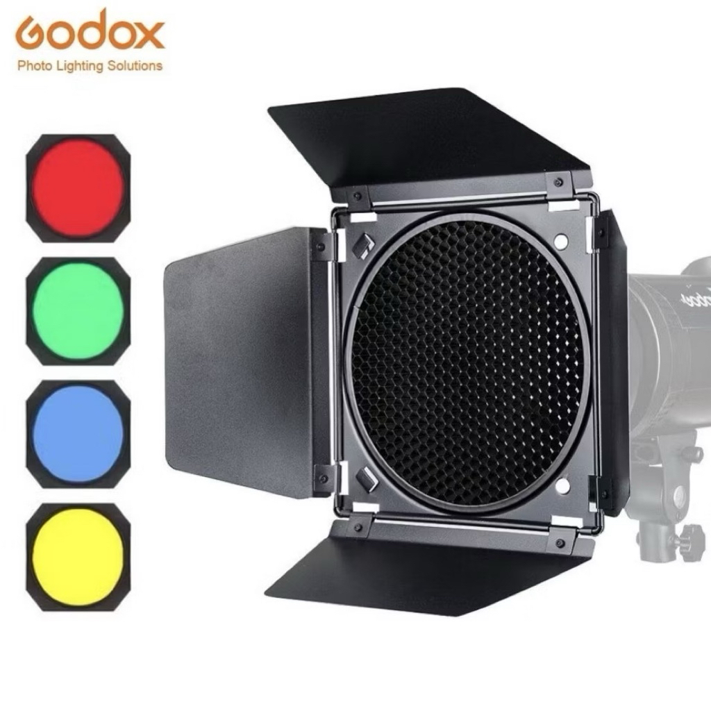BD04 Barn ประตู Barndoor ชุดรังผึ้งตาราง 4 สีเจลตัวกรองสําหรับ 7นิ้วมาตรฐาน Reflector สำหรับGODOX SL