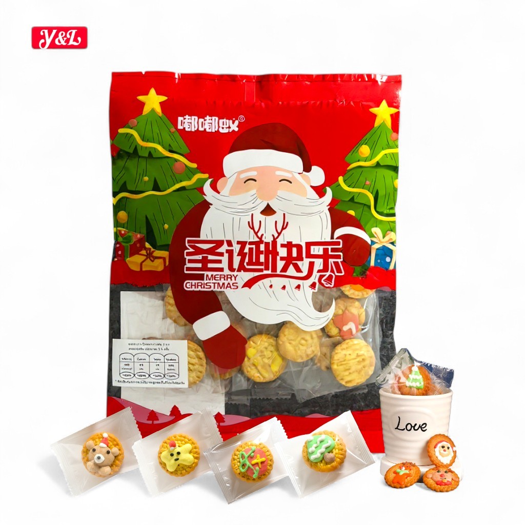 DEMY คุกกี้คริสต์มาส 1 ห่อ ขนาด 100 กรัม ในซอง 24 ชิ้น เคลือบน้ำตาลสีสันสดใส กินเพลิน เหมาะสำหรับทานเล่น / ใส่ถุงของขวัญ
