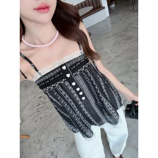 เสื้อสายเดี่ยวแต่งลูกไม้น่ารัก