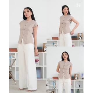 BELUNE TOP (เฉพาะเสื้อ) (2ลาย12สี) เสื้อแขนล้ำคอกลมผ้าทวิตเนื้อนุ่มสวยหรูทุก ดีเทลกระเป๋าหน้าเก็บเนี้ยบ ซับในทั้งตัว