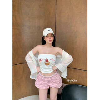 ชุดเซท 3 ชิ้น เสื้อเกาะอก เสื้อคลุม กางเกงสีชมพู