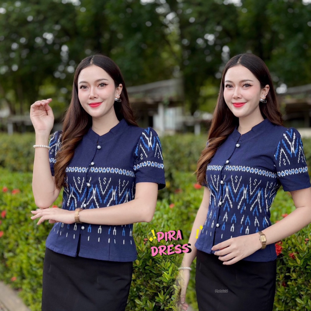 PIRA DRESS เสื้อพิมพ์ลายสีกรม ใส่สบาย ไม่ร้อน