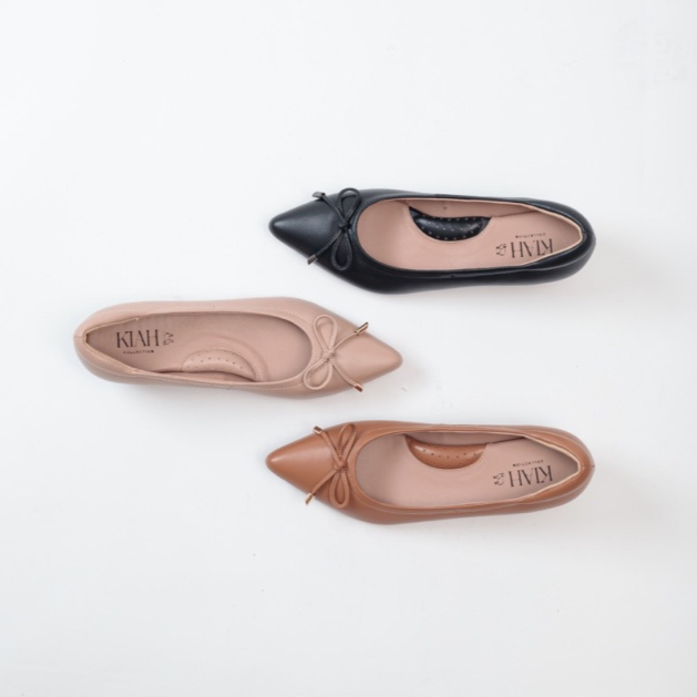 KIAH 80702 | LILY SHOES รองเท้าส้นเตี้ยหน้าเท้ากว้าง ส้น 1.5 นิ้ว หนังนิ่ม ผู้หญิง Plus Size