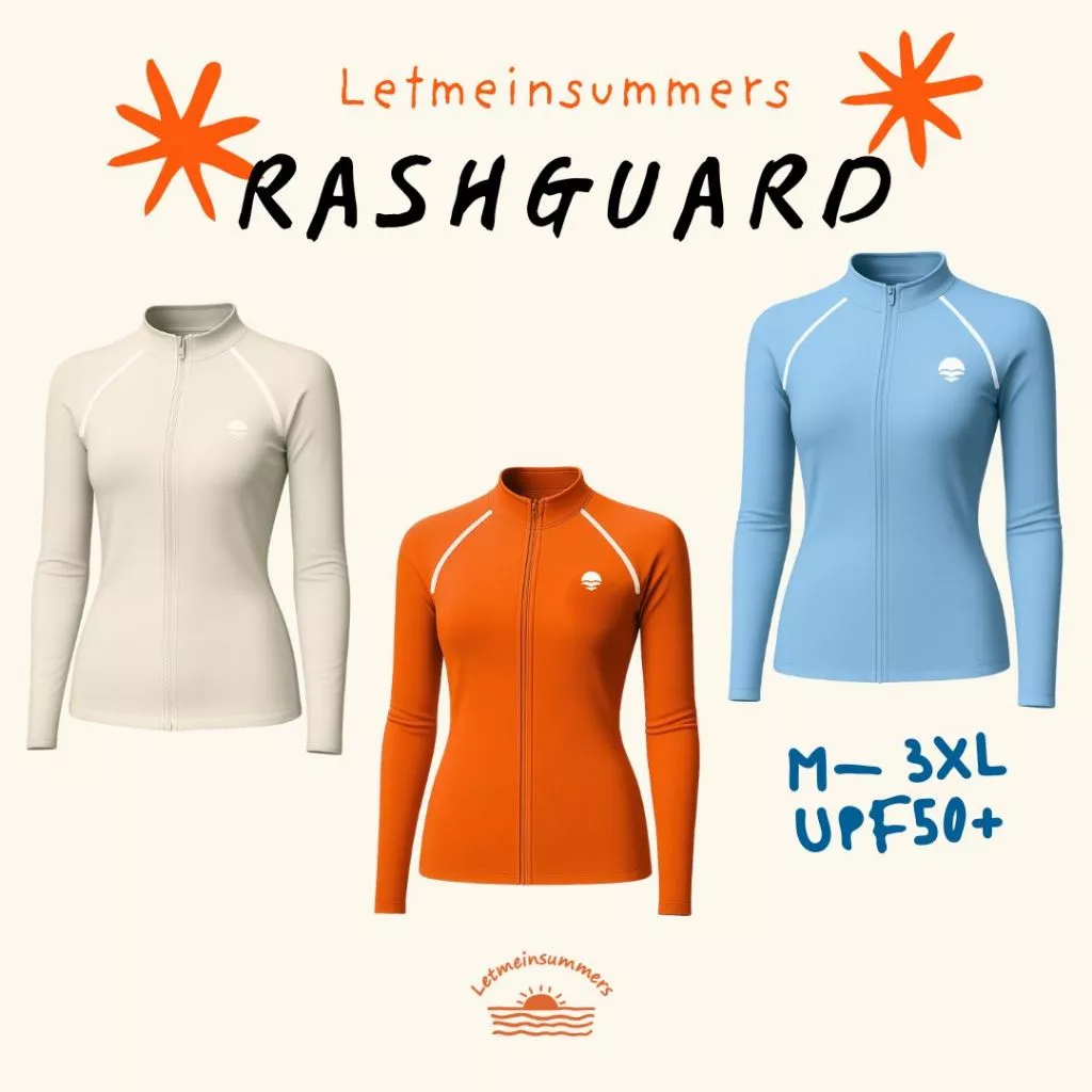 ใหม่! 🌈Letmeinsummers🌈 APPEAL☀️🌊 เสื้อว่ายน้ำผู้หญิงแขนยาวสีพื้น มีซิป ฟองน้ำ UPF50+ มีไซส์ APR080