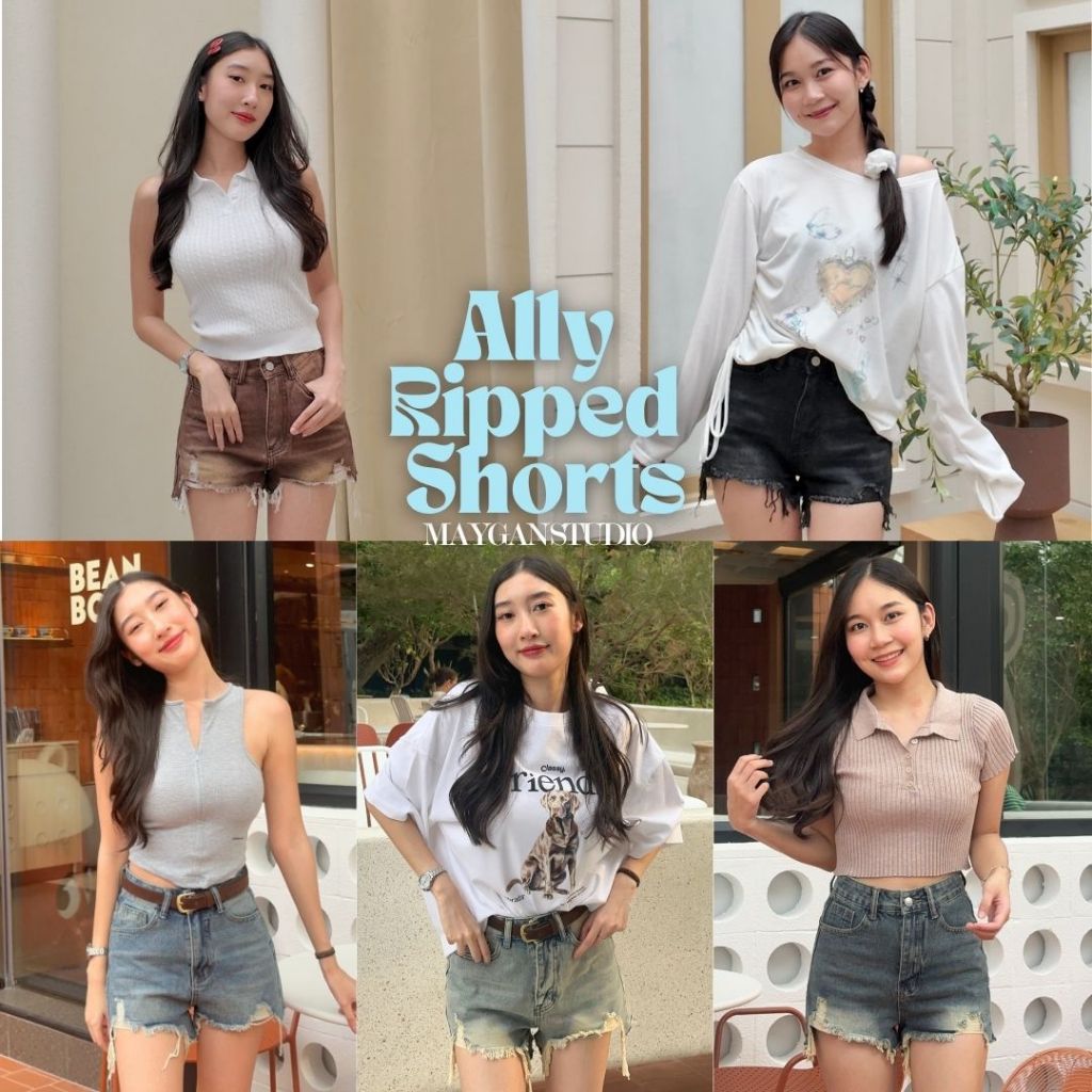 MAYGAN studio  กางเกงยีนส์ขาสั้น เมแกน Annie Shorts เอวสูง