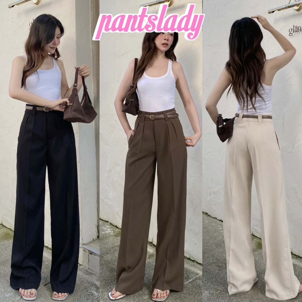 PT43 Jinnie Trouser กางเกงทรงกระบอก ใหญ่ กางเกงเอวสูง ผู้หญิง พรางหุ่น ผ้าพริ้ว